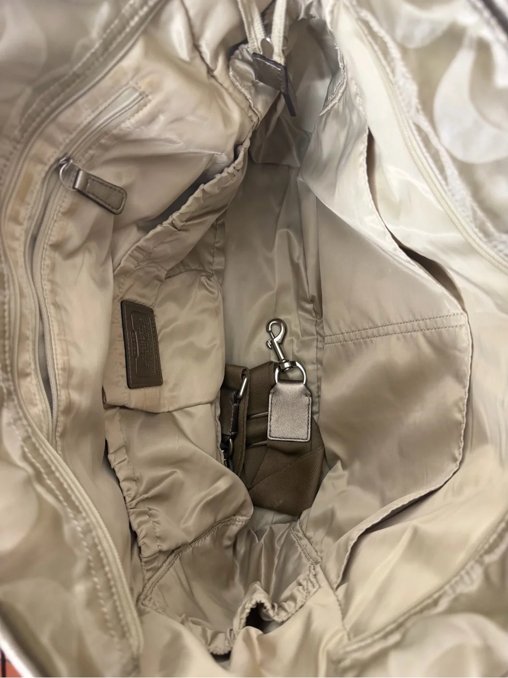 COACH Metallic & Beige Baby Bag or Tote with Shoulder Strap and Hangtag F77577